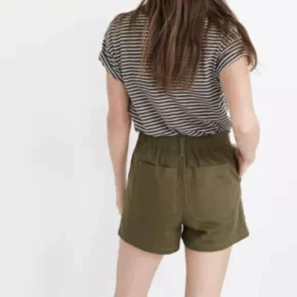 Nwt Madewell Green Khaki Elastic Waist Camp Shorts XS High Rise Loose Fit