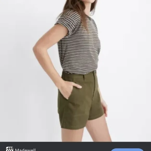 Nwt Madewell Green Khaki Elastic Waist Camp Shorts XS High Rise Loose Fit