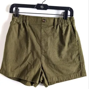Nwt Madewell Green Khaki Elastic Waist Camp Shorts XS High Rise Loose Fit