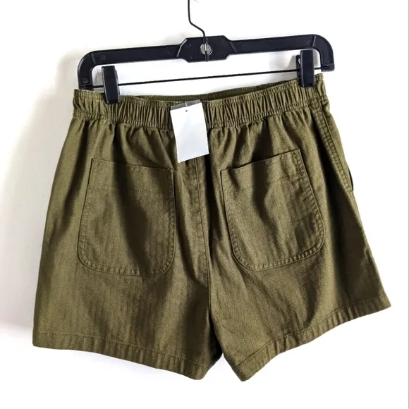 Nwt Madewell Green Khaki Elastic Waist Camp Shorts XS High Rise Loose Fit
