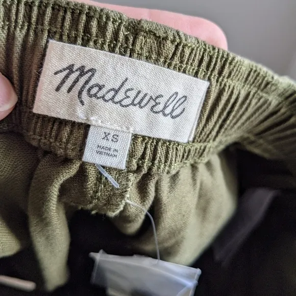 Nwt Madewell Green Khaki Elastic Waist Camp Shorts XS High Rise Loose Fit
