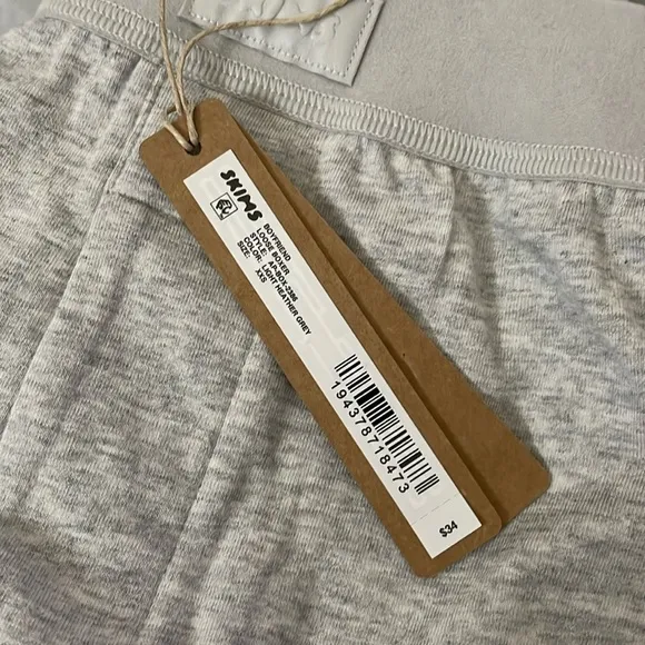 NWT Skims Boyfriend Loose Boxer Shorts Light Heather Grey Size XXS