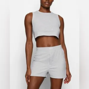 NWT Skims Boyfriend Loose Boxer Shorts Light Heather Grey Size XXS