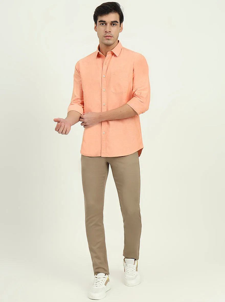 Orange Solid Slim Fit Casual Shirt | JadeBlue