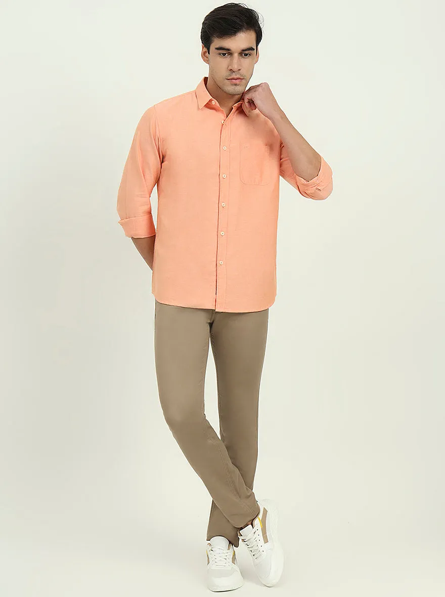 Orange Solid Slim Fit Casual Shirt | JadeBlue