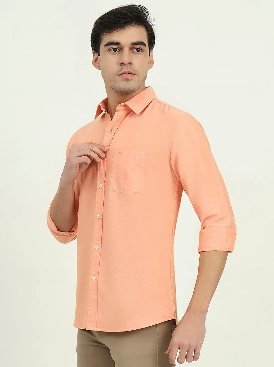 Orange Solid Slim Fit Casual Shirt | JadeBlue
