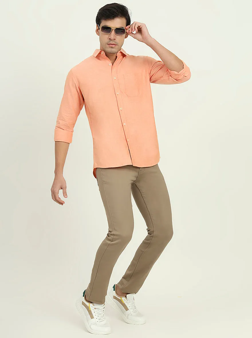 Orange Solid Slim Fit Casual Shirt | JadeBlue
