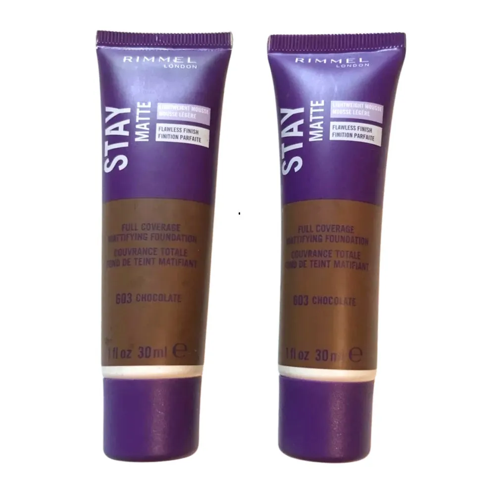 Pack of 2 Rimmel London Stay Matte Full Coverage Mattifying Foundation, Chocolate 603