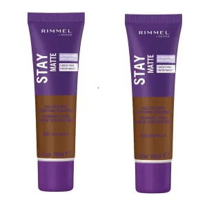 Pack of 2 Rimmel London Stay Matte Full Coverage Mattifying Foundation, Chocolate 603