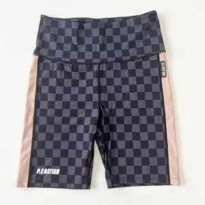 PE Nation Snap Shot Short in Charcoal M Black Checkered Bike Shorts