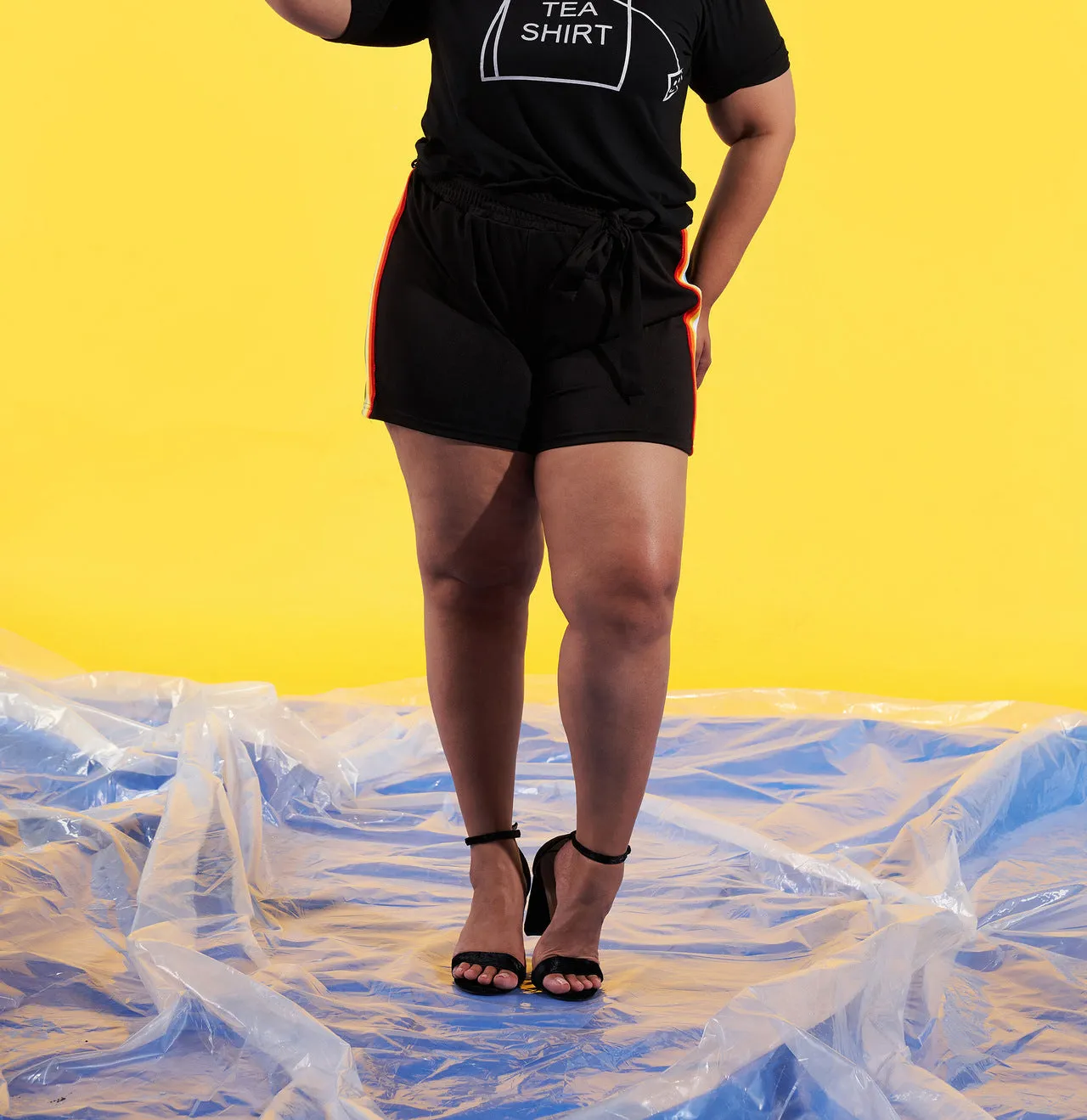Plus Size Striped Sports Three-point Shorts