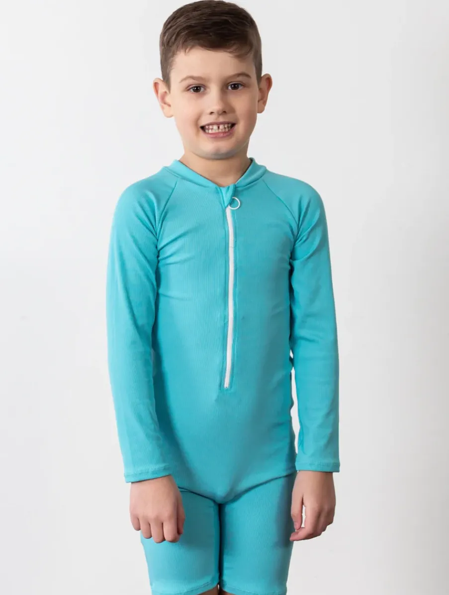 "Brights" Ribbed Blue Curaco Sunsuit