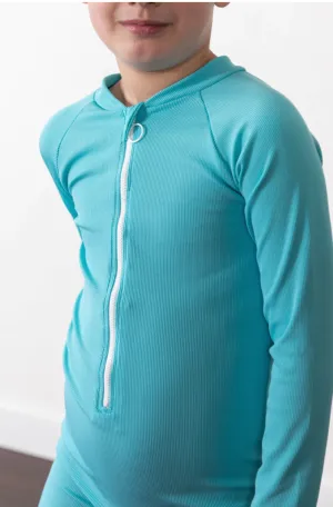 "Brights" Ribbed Blue Curaco Sunsuit