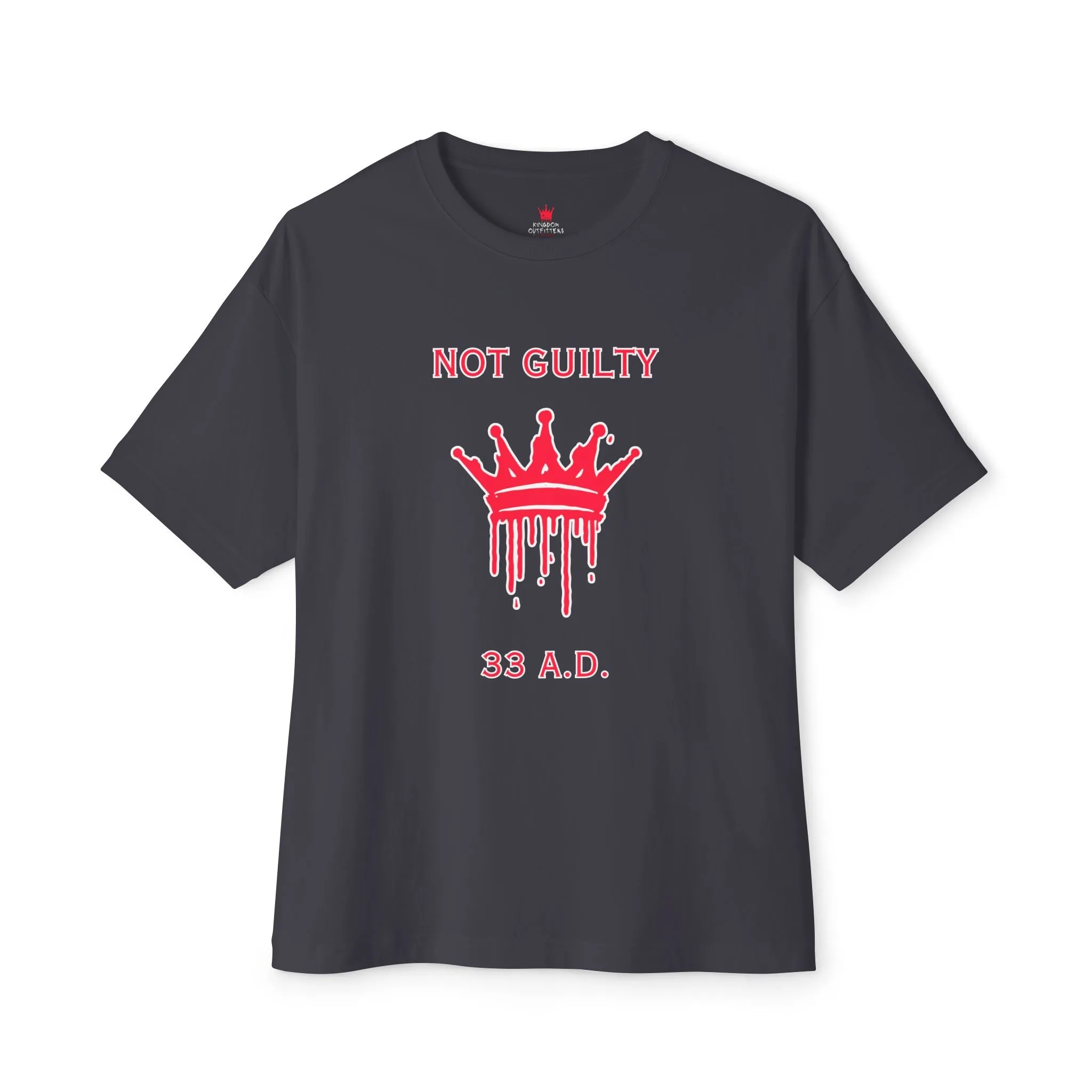 "Not Guilty 33 A.D. Oversized Drop Shoulder Heavyweight Boxy T-Shirt - Faith-Based Streetwear"