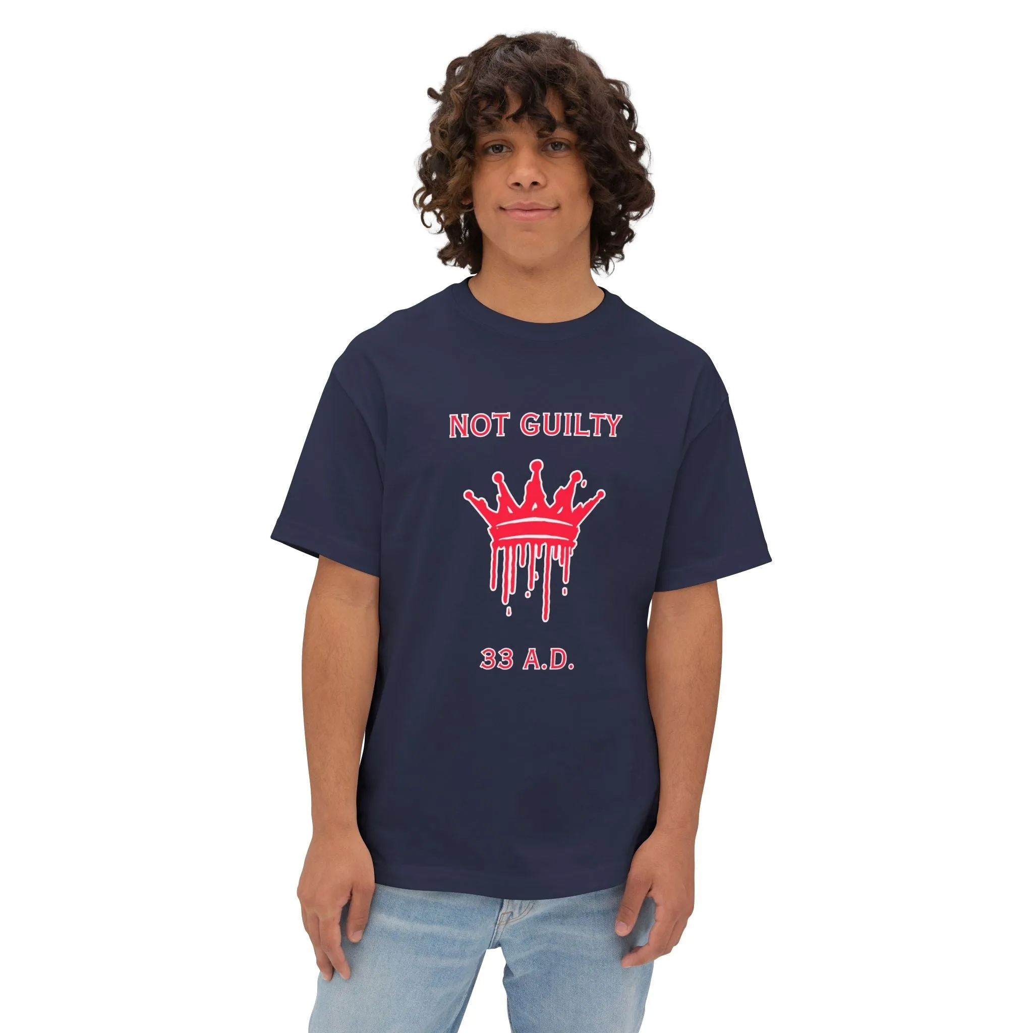 "Not Guilty 33 A.D. Oversized Drop Shoulder Heavyweight Boxy T-Shirt - Faith-Based Streetwear"