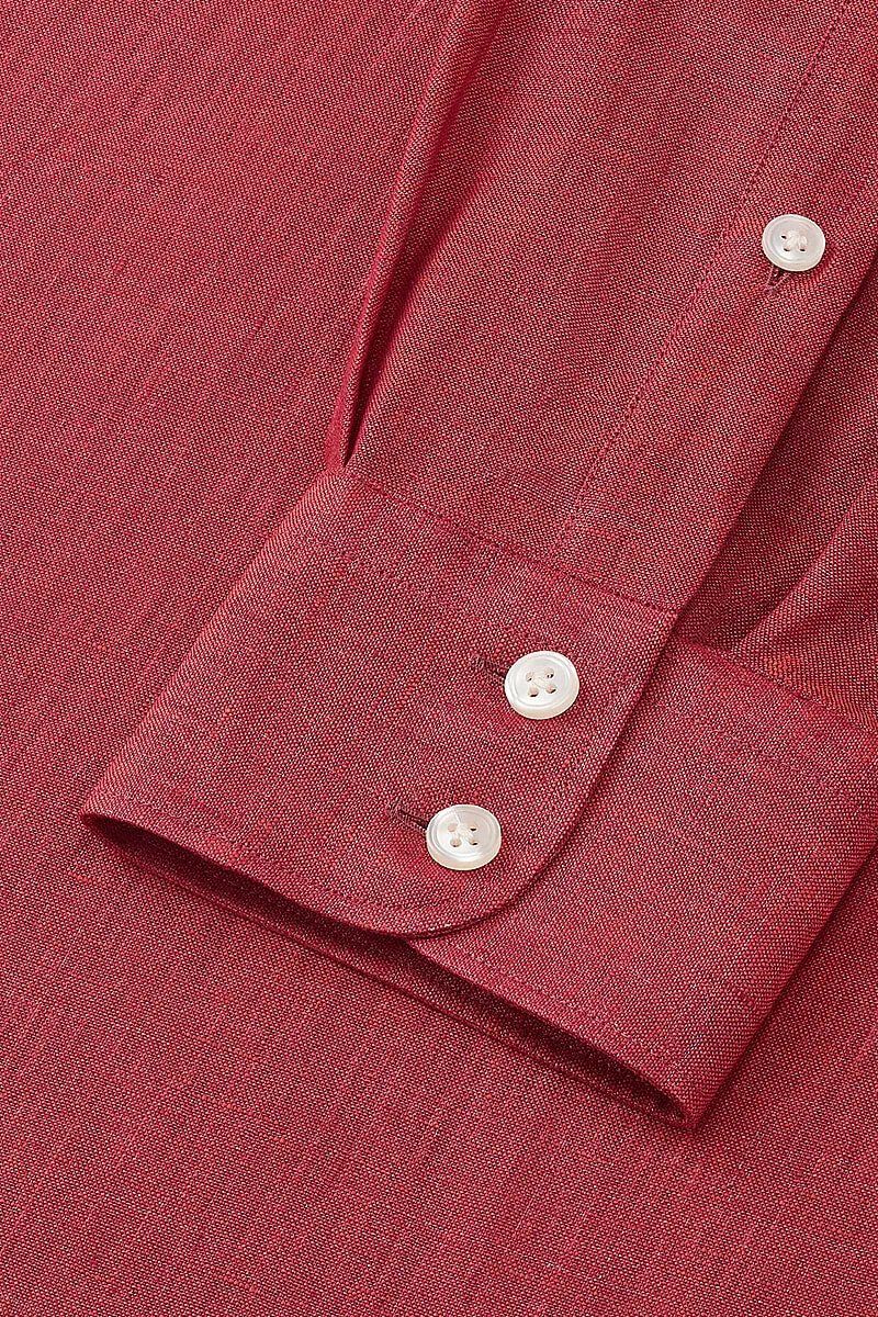Red One Piece Collar Linen Popover Shirt