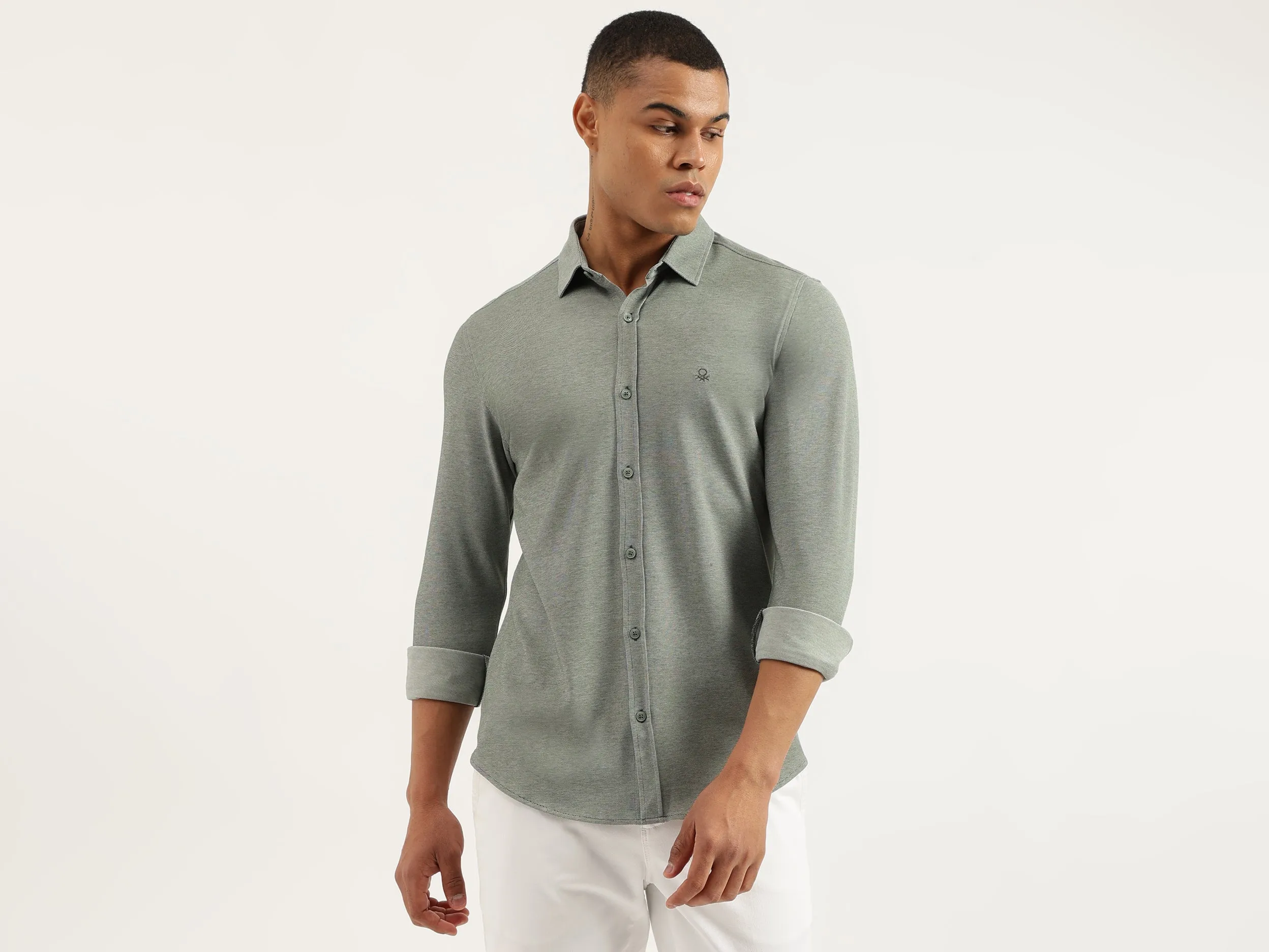 Regular Fit Spread Collar Solid Shirts