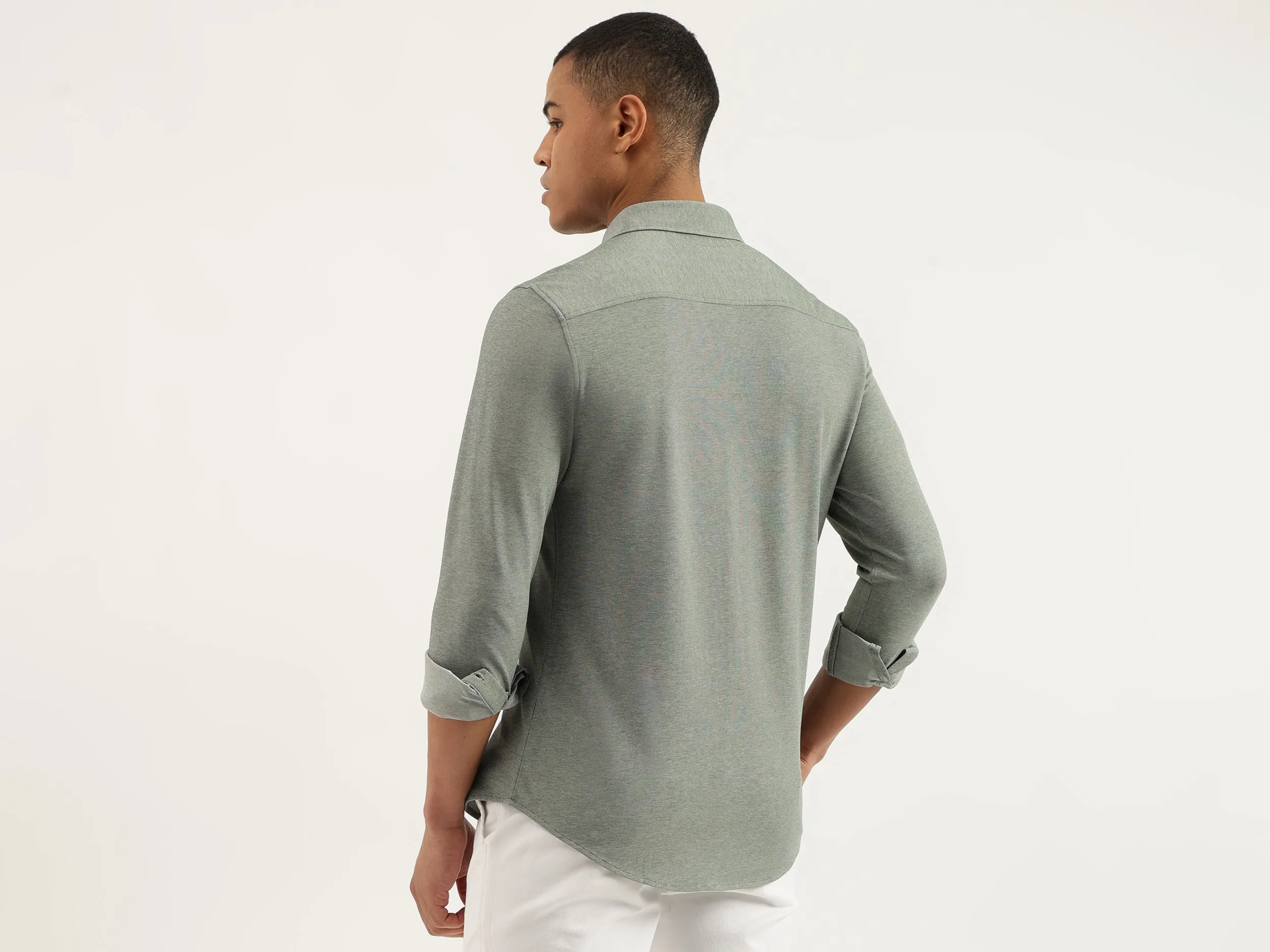 Regular Fit Spread Collar Solid Shirts