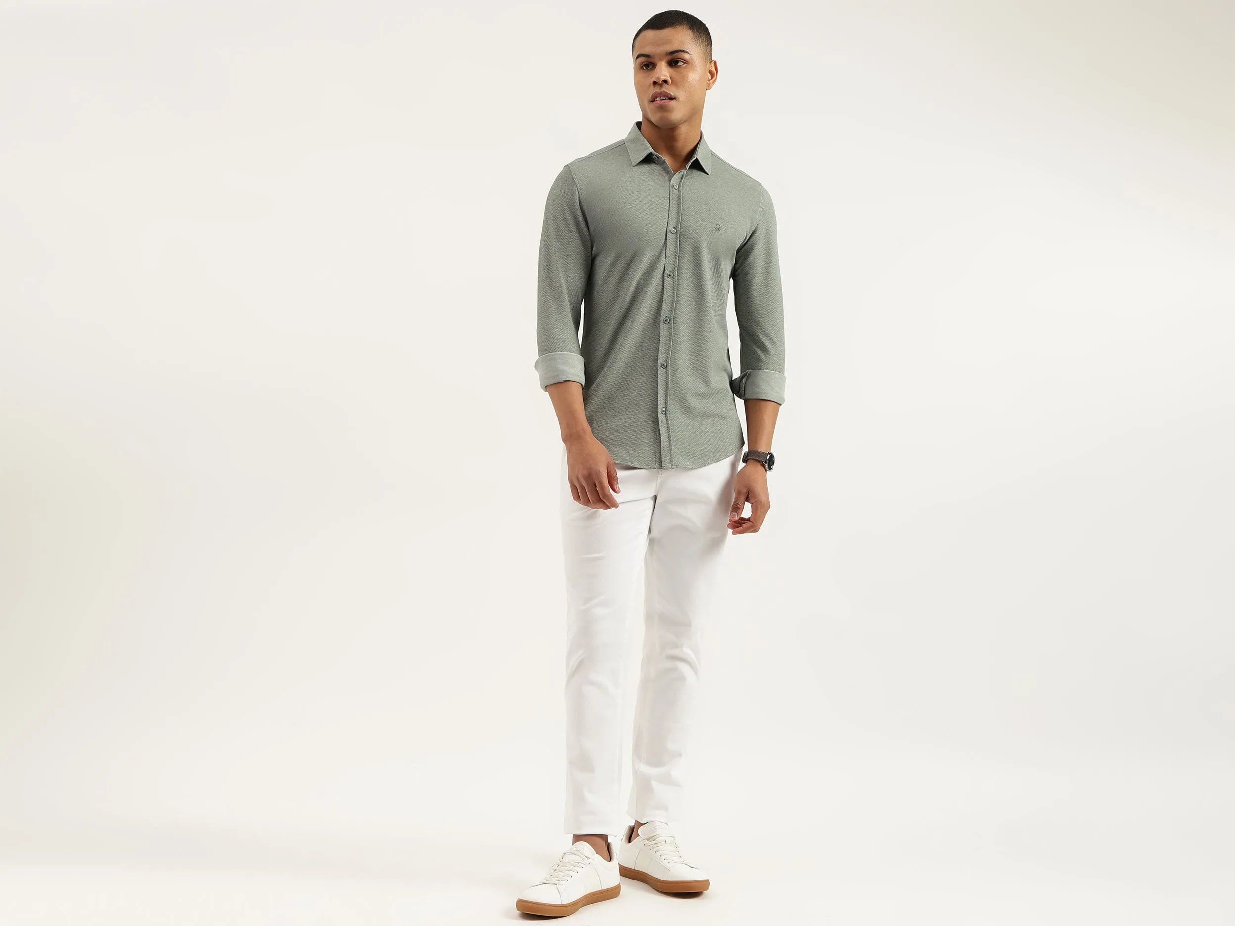 Regular Fit Spread Collar Solid Shirts