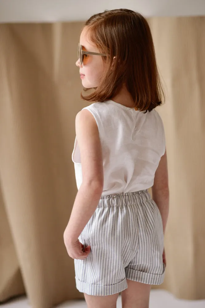 Rolled Shorts - Vista Blue Stripes