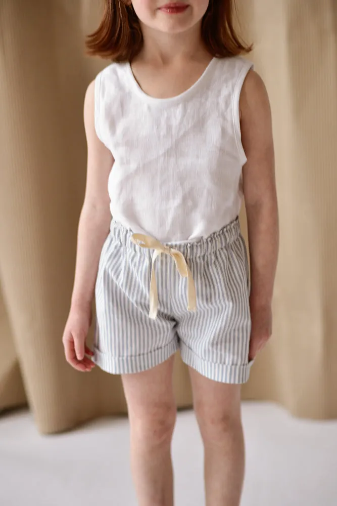 Rolled Shorts - Vista Blue Stripes