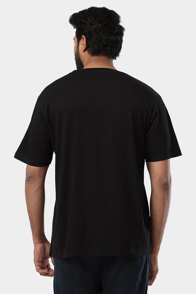 Round Neck - Black Solid T-Shirt For Men | Ariser
