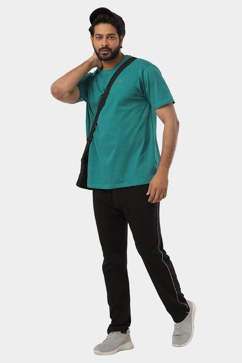Round Neck - Teal Green Solid T-Shirts For Men | Ariser
