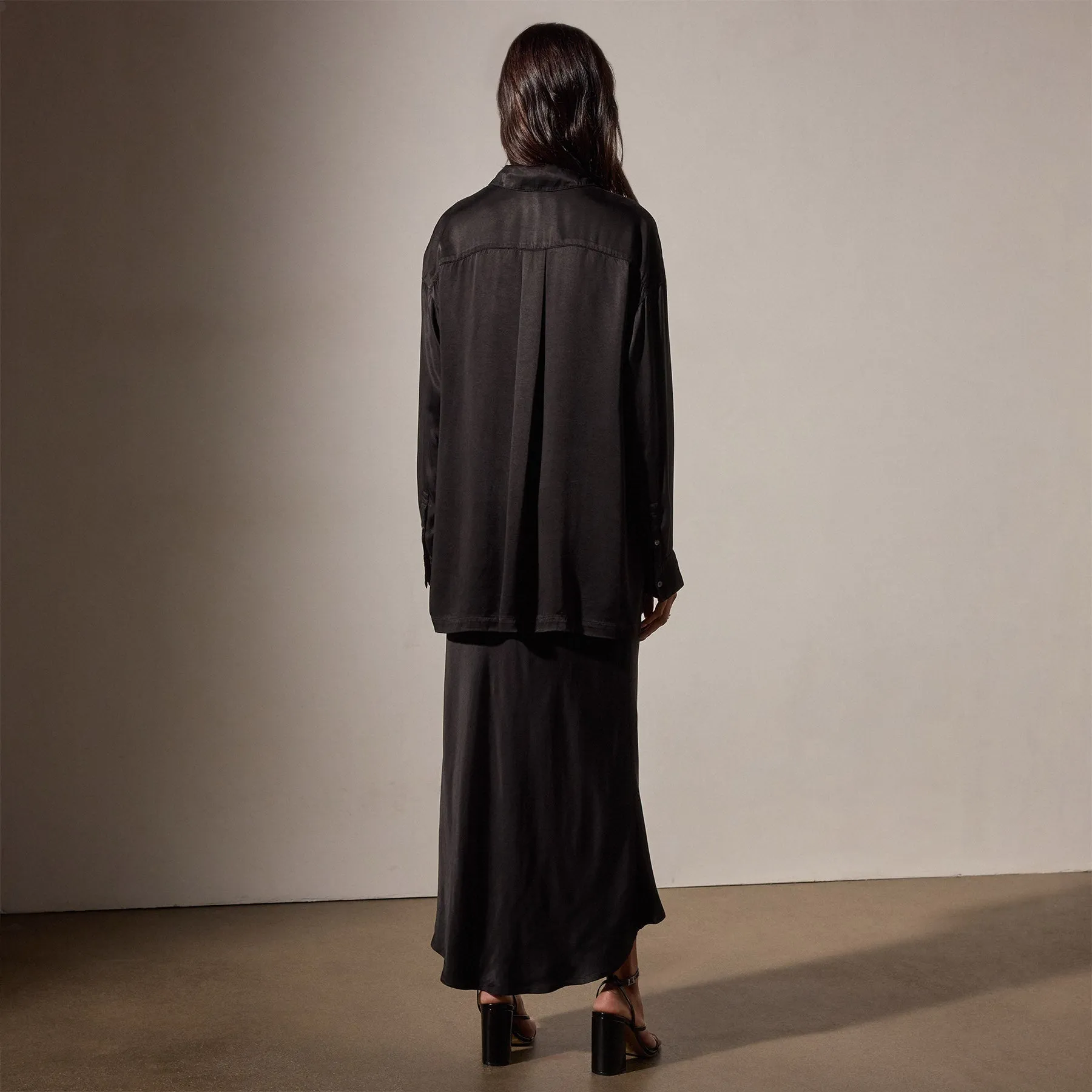 Satin Oversized Shirt - Black