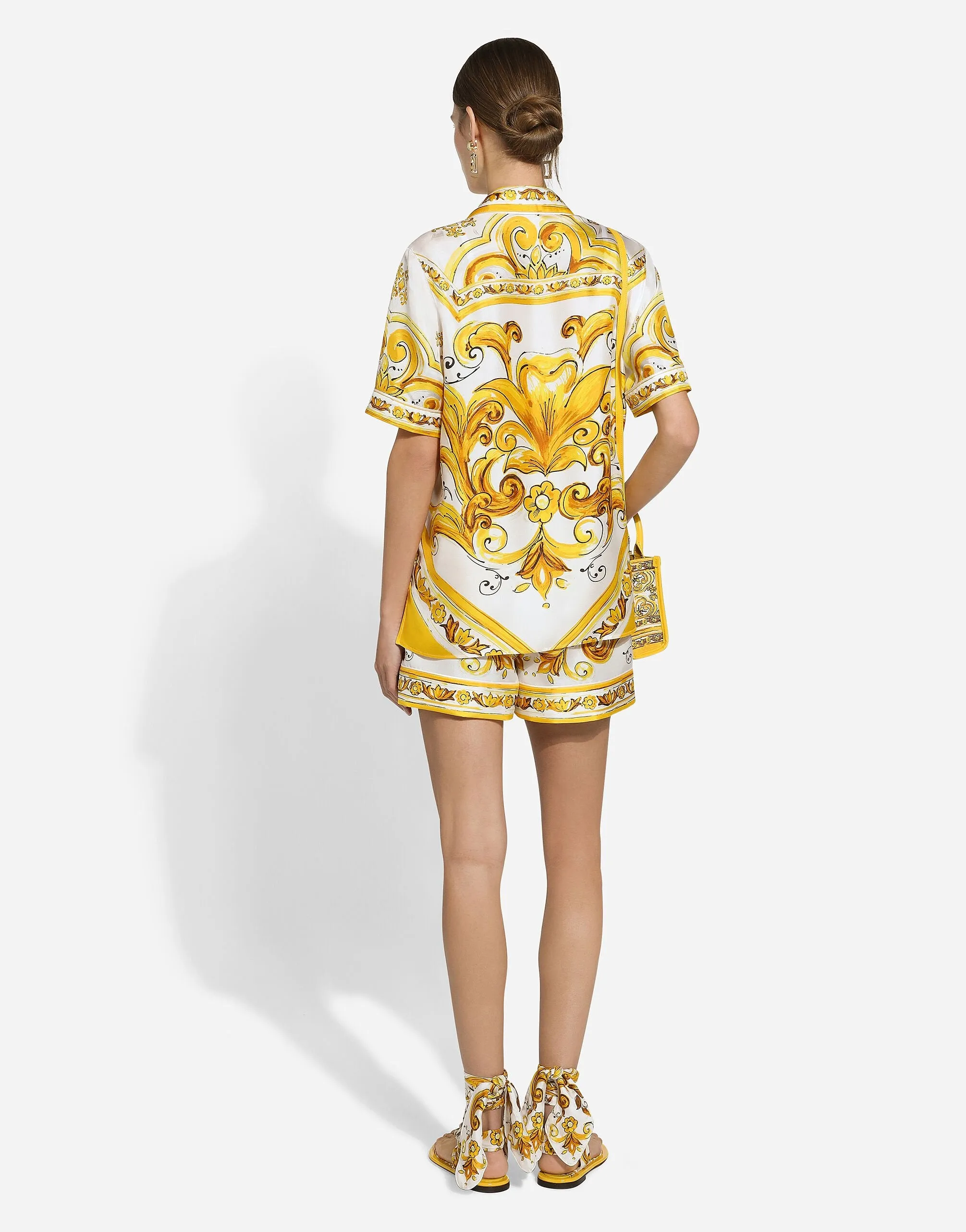 Silk Twill Shorts With Majolica Print