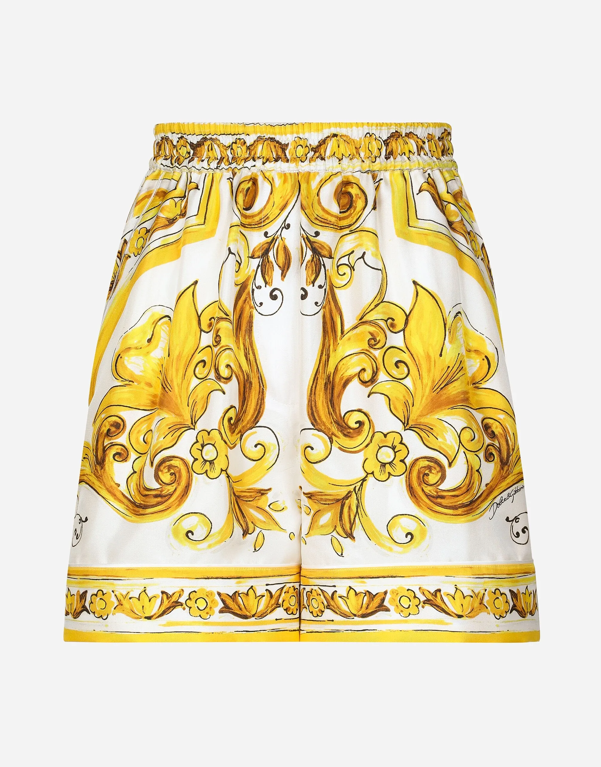 Silk Twill Shorts With Majolica Print