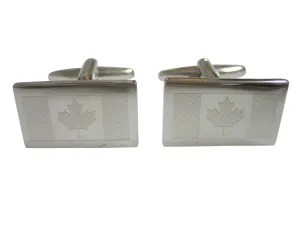 Silver Toned Etched Canada Flag Cufflinks