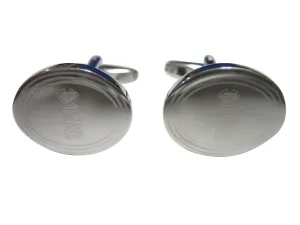 Silver Toned Etched Oval DNA Deoxyribonucleic Acid Molecule Cufflinks