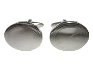 Silver Toned Etched Oval Medical Stethoscope Cufflinks