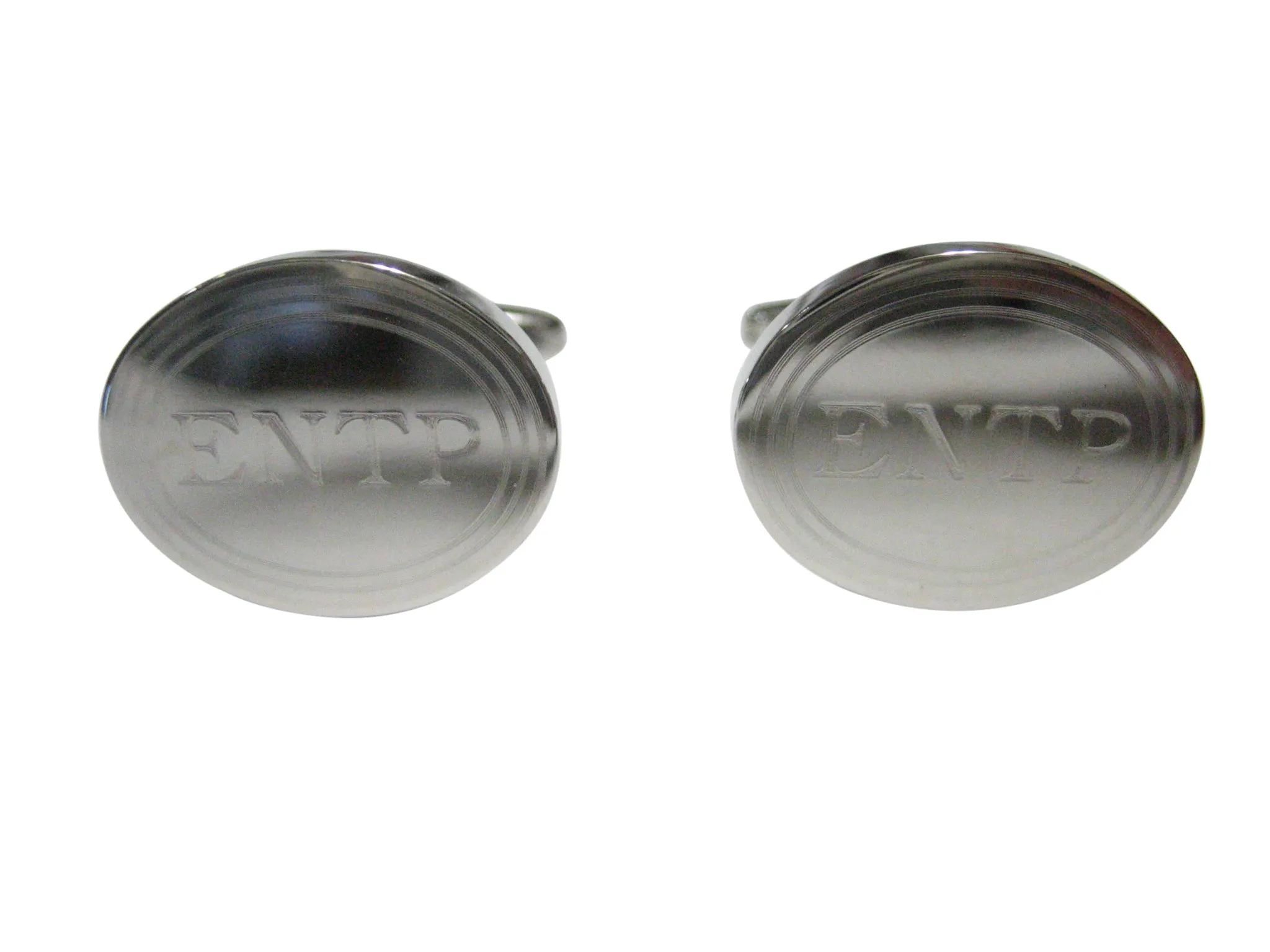 Silver Toned Etched Oval Myers Briggs ENTP Cufflinks