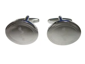 Silver Toned Etched Oval RNA Ribonucleic Acid Molecule Cufflinks