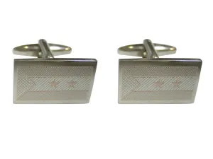Silver Toned Etched Sao Tome and Principe Flag Cufflinks