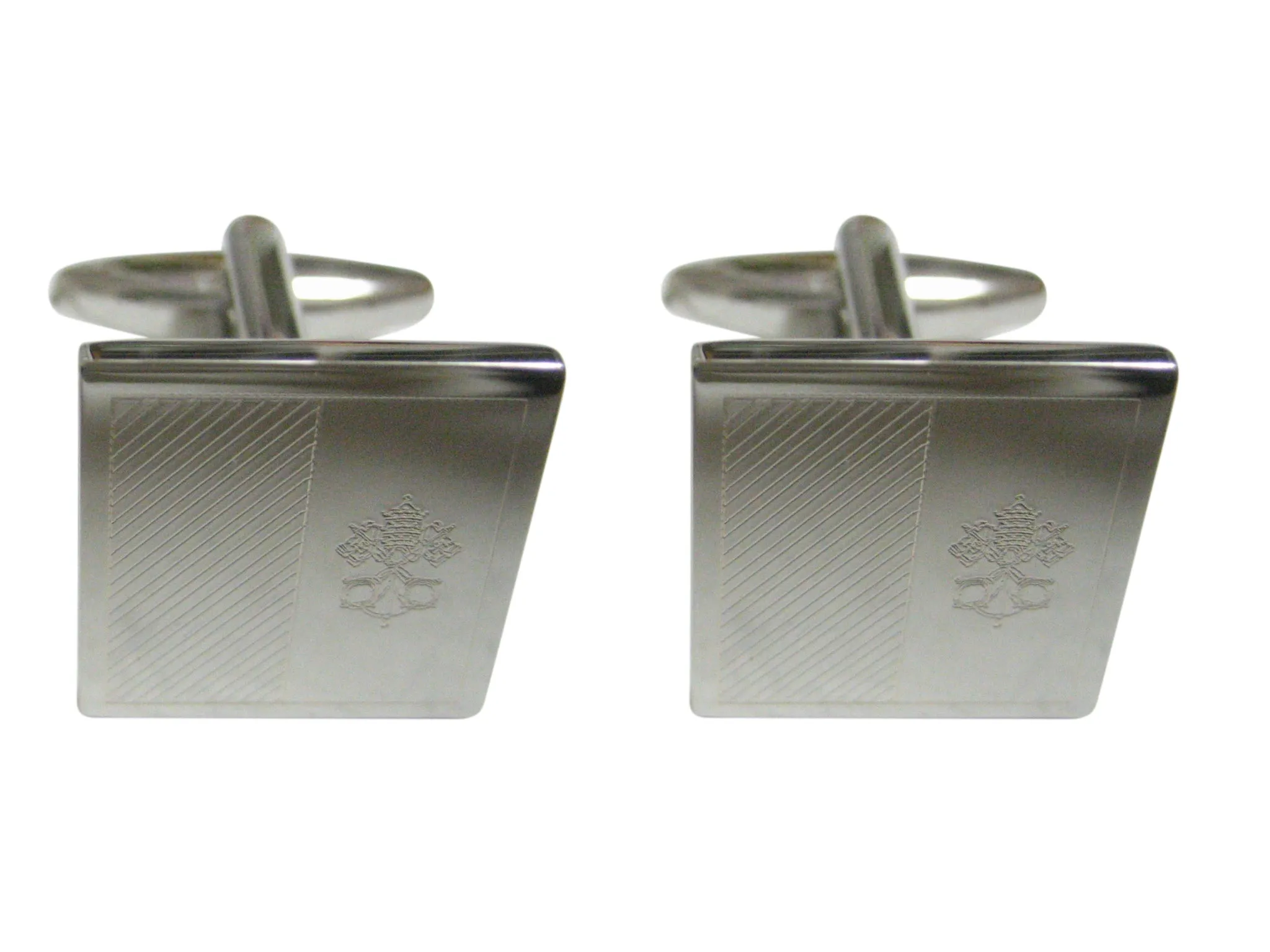 Silver Toned Etched Vatican City Flag Cufflinks