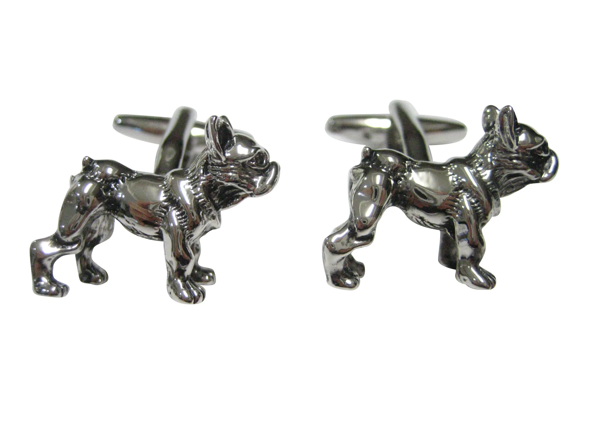 Silver Toned French Bulldog Cufflinks