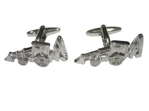 Silver Toned Heavy Machinery Excavator Digger Machine Cufflinks
