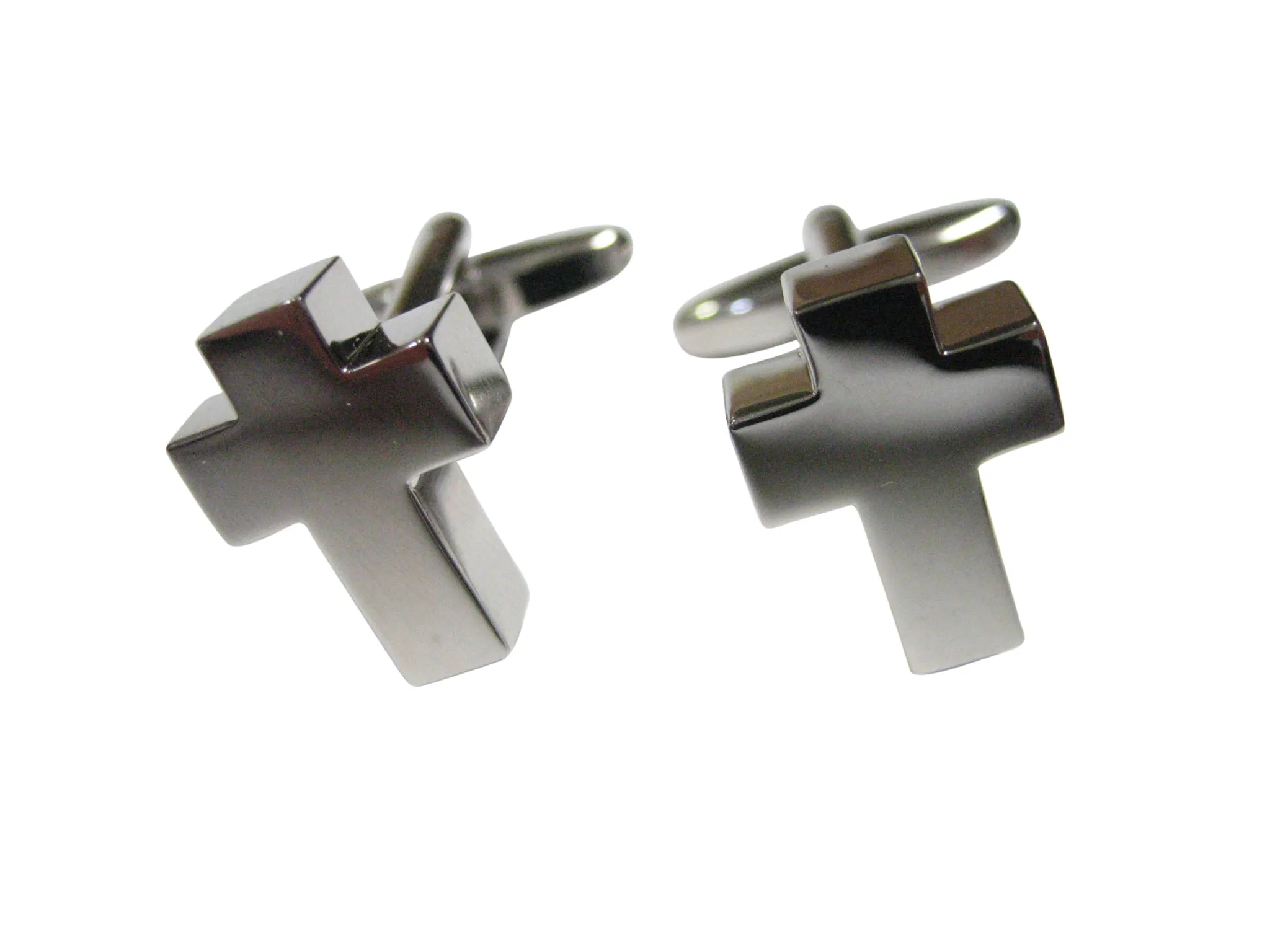 Silver Toned In Loving Memory Ashes Container Religious Cross Cufflinks