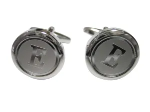 Silver Toned Round Letter E Monogram Cufflinks