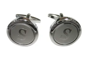 Silver Toned Round Letter S Monogram Cufflinks