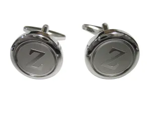 Silver Toned Round Letter Z Monogram Cufflinks