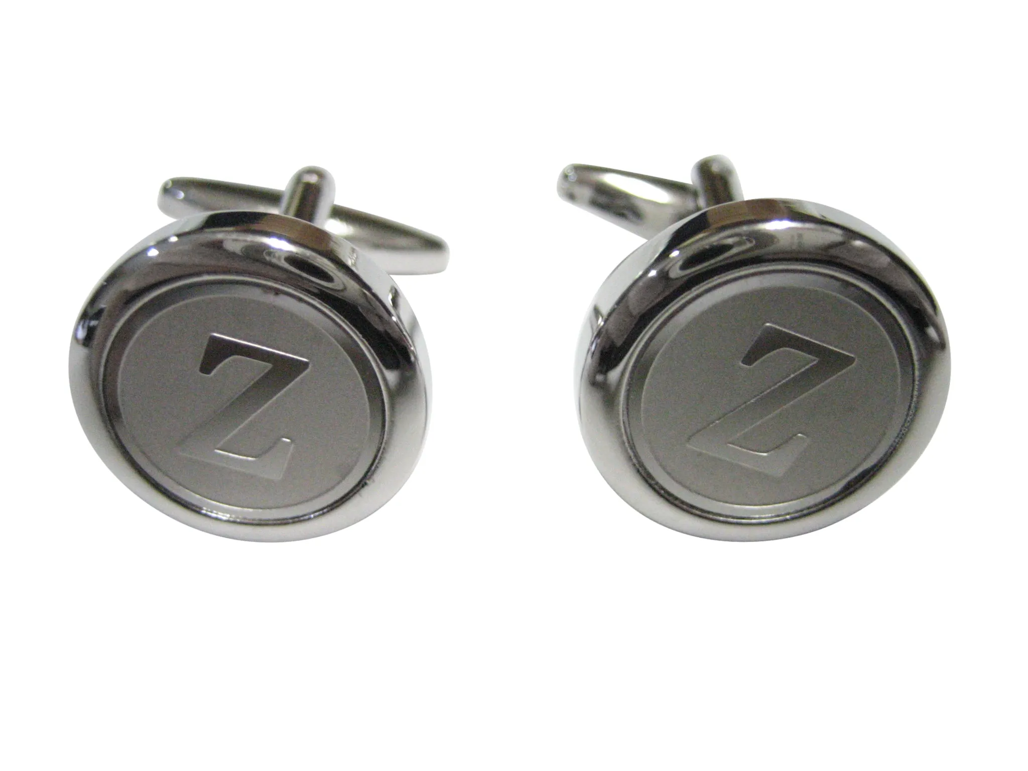 Silver Toned Round Letter Z Monogram Cufflinks