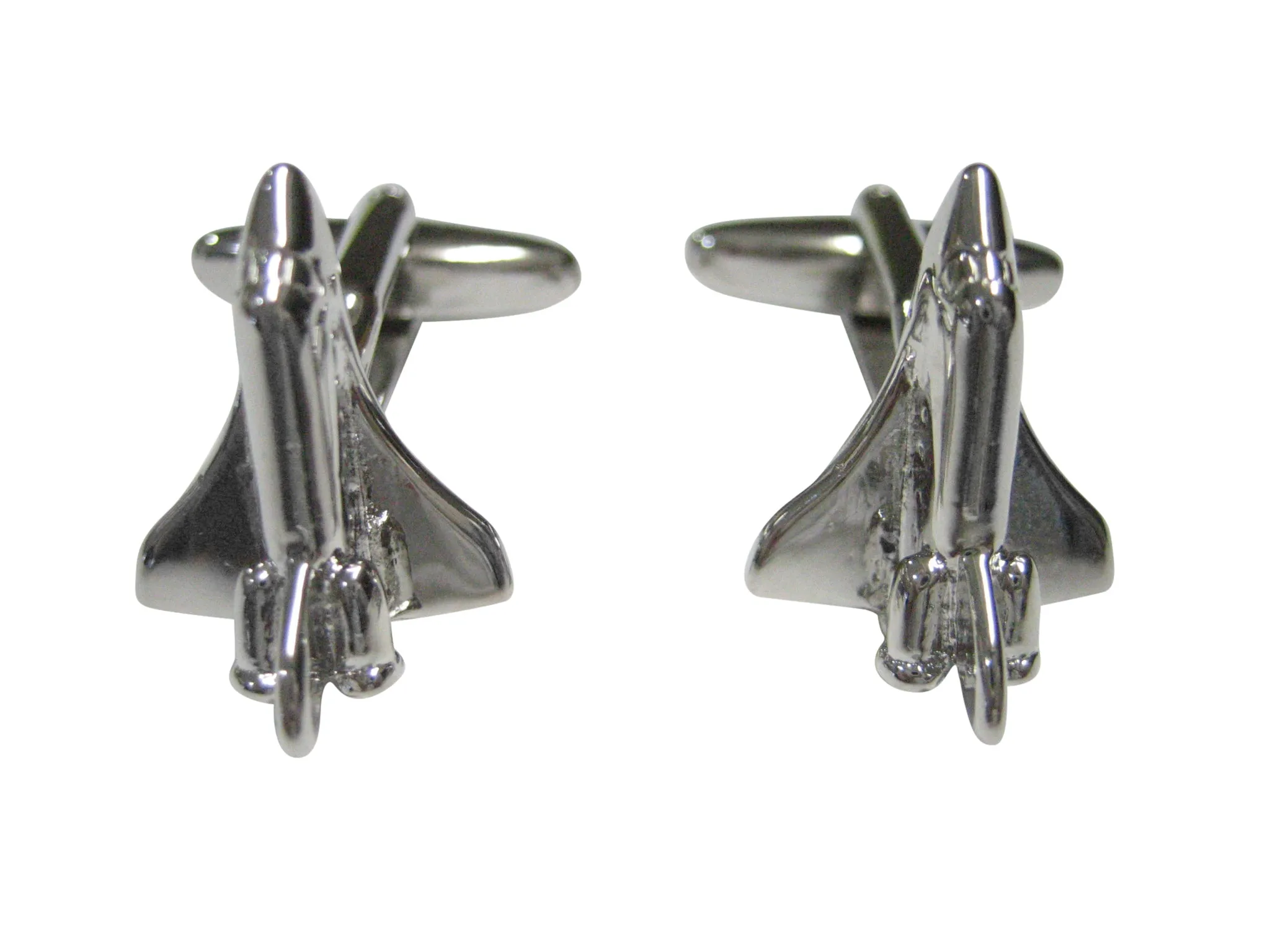 Silver Toned Spaceship Shuttle Cufflinks