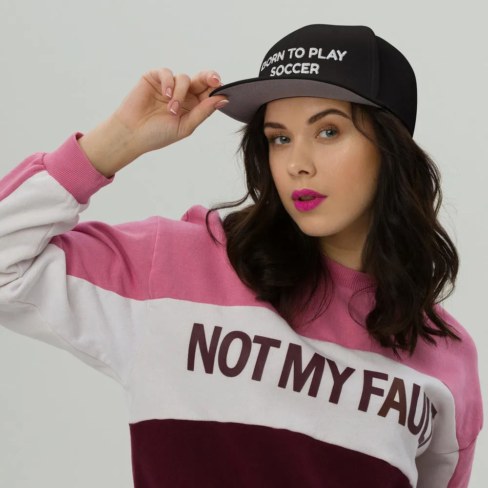 Snapback Hat "2051-0011 Born To Play Soccer (White Logo)"