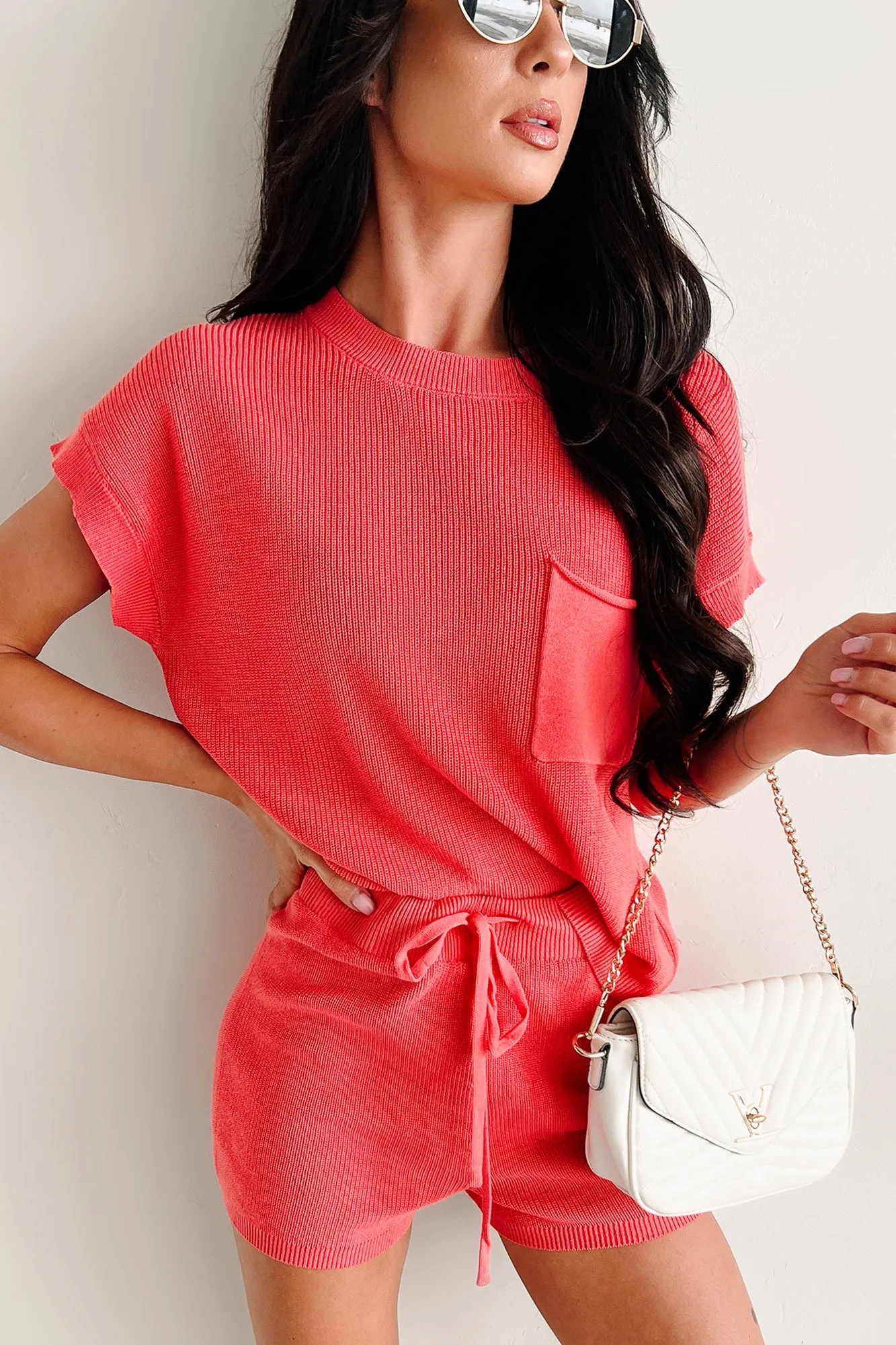 Snug As A Bug Sweater Knit Two Piece Set (Coral)