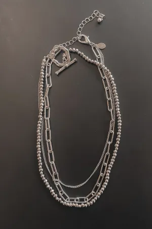 So Long Lover Silver Layered Chain Necklace