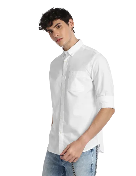Solid Cotton Casual Shirt