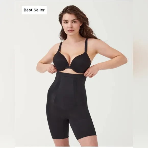 Spanx OnCore High-waisted Mid-thigh Black Women's Shapewear Shorts